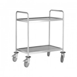 Serveerwagen met 2 Bladen | Gelast RVS Heavy Duty | 80x50x(H)102 cm