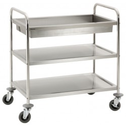 Serveerwagen met 2 bladen en afruimbak | (b)92x(d)60x(h)94,5 cm